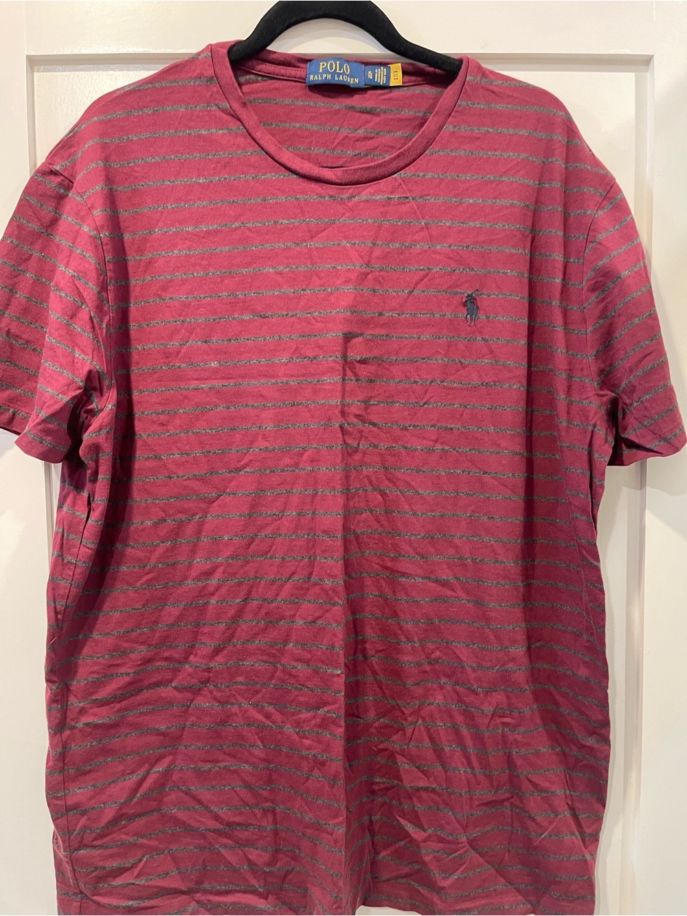 Polo by Ralph Lauren Men’s Crewneck Stripe T-Shirt - burgendy sz XL